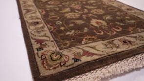 Oriental Rug Indian Handmade Runner Transitional 2'7"x8'6" (3x9) Brown Floral Design #33286