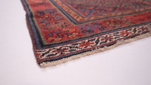 Persian Rug Kurdistan Handmade Runner Tribal Vintage 3'4"x19'0" (3x19) Red Blue Geometric Design #32794