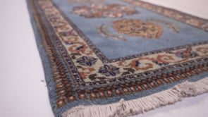 Persian Rug Tabriz Handmade Runner Traditional 2'6"x13'2" (3x13) Blue Open Field Floral Design #163