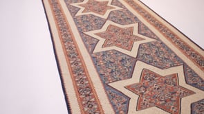 Persian Rug Sirjan Handmade Runner Tribal 2'8"x13'10" (3x14) Whites/Beige Blue Kilim Geometric Design #34015