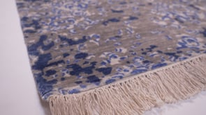 Oriental Rug Indian Handmade Area Modern 4'0"x6'0" (4x6) Blue Whites/Beige Abstract Floral Erased Design #36132