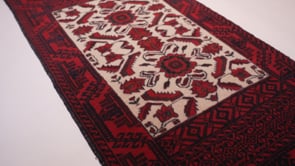 Persian Rug Baloch Handmade Area Tribal 2'7"x5'0" (3x5) Red Bokhara Design #35804