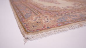 Persian Rug Kerman Handmade Area Traditional 3'10"x5'11" (4x6) Whites/Beige Pink Open Field Floral Design #35822