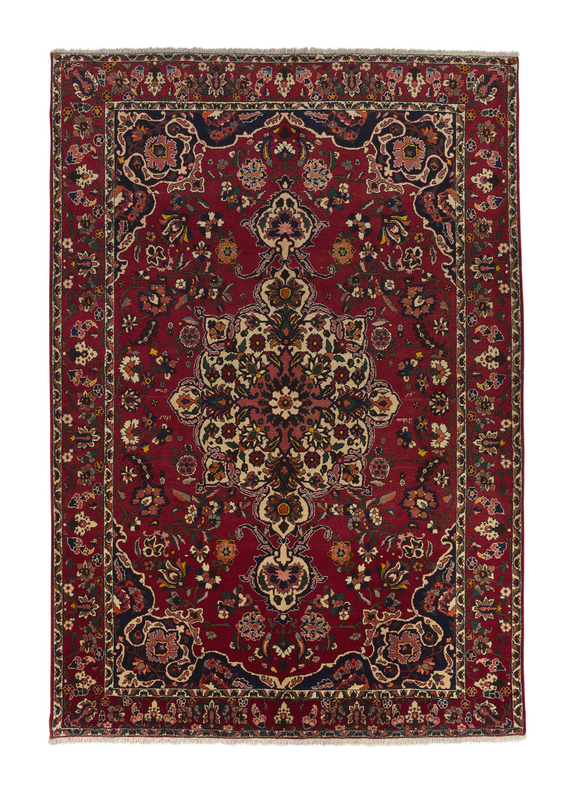 18195 Persian Rug Bakhtiari Handmade Area Tribal 6'11'' x 10'4'' -7x10- Red Floral Design