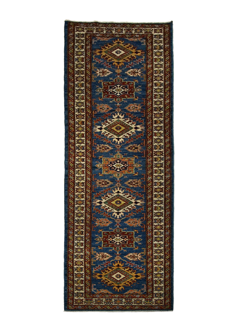 A30027 Oriental Rug Pakistani Handmade Runner Transitional Tribal 2'10'' x 10'2'' -3x10- Blue Kazak Geometric Design