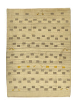 22682 Persian Rug Gabbeh Handmade Area Tribal 3'8'' x 5'1'' -4x5- Whites Beige Brown Abstract Design