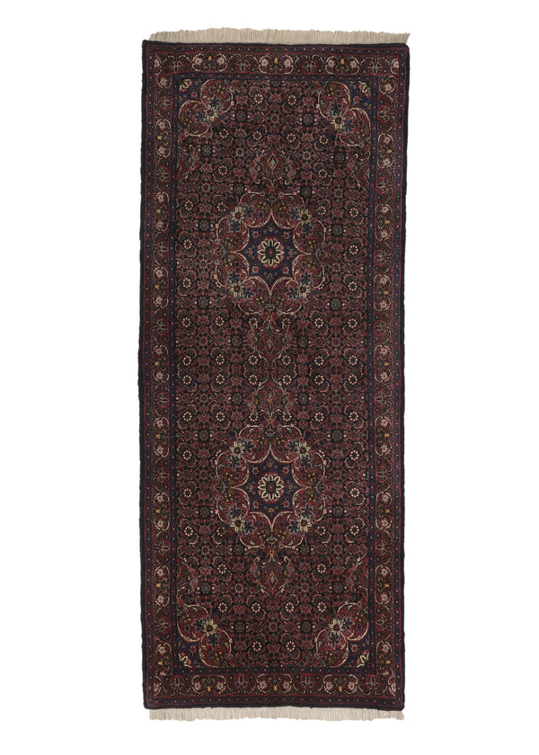 25159 Persian Rug Bijar Handmade Runner Traditional 2'6'' x 6'7'' -3x7- Blue Red Herati Design