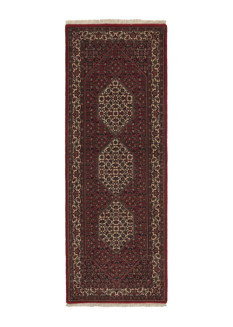 28060 Persian Rug Bijar Handmade Runner Traditional 2'6'' x 6'9'' -3x7- Red Herati Design