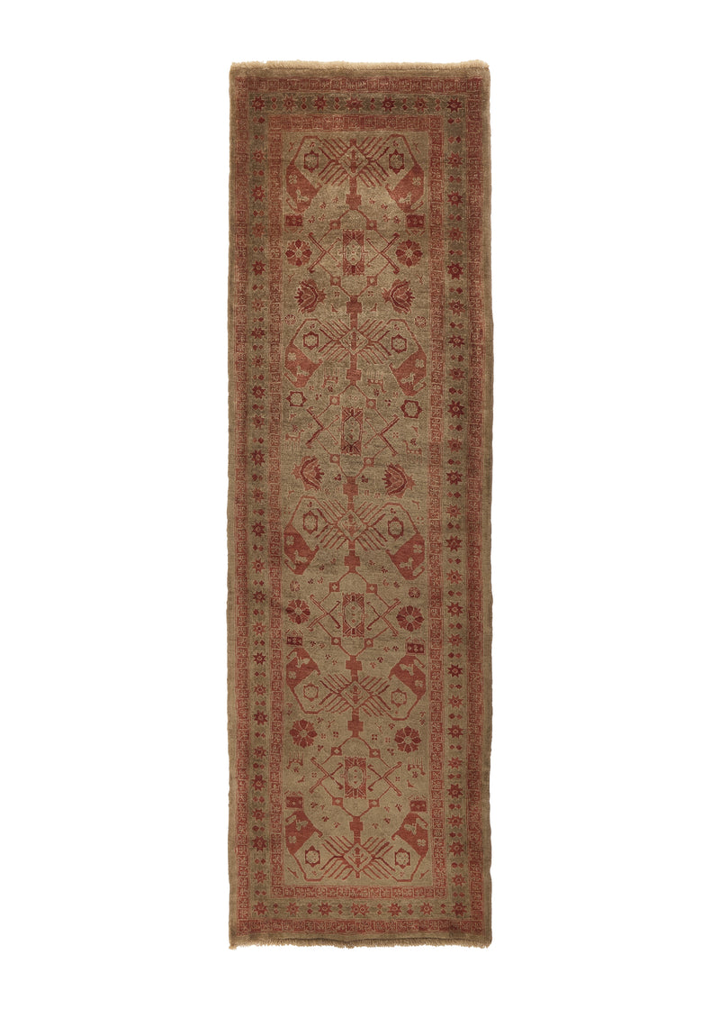 30630 Persian Rug Bijar Handmade Runner Traditional 2'5'' x 8'2'' -2x8- Whites Beige Red Geometric Design