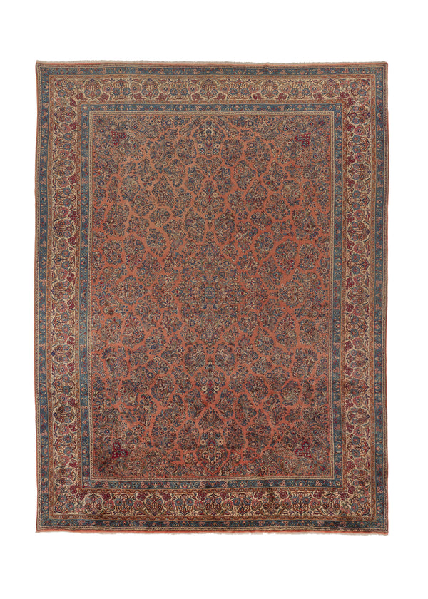 31089 Persian Rug Sarouk Handmade Area Traditional 9'9'' x 13'3'' -10x13- Red Blue Floral Design