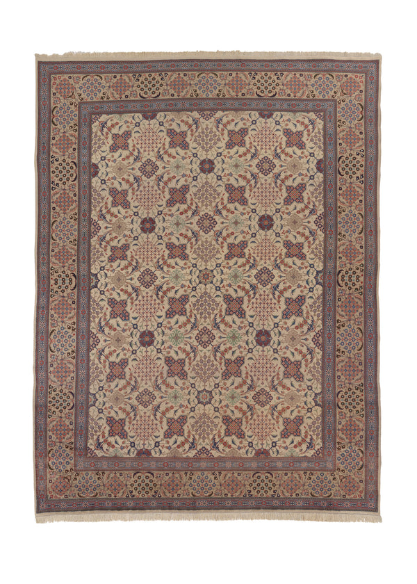 3109 Persian Rug Sarouk Handmade Area Traditional 9'7'' x 12'8'' -10x13- Whites Beige Blue Floral Design