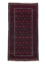 31898 Persian Rug Baloch Handmade Area Runner Tribal 4'1'' x 7'9'' -4x8- Red Geometric Design