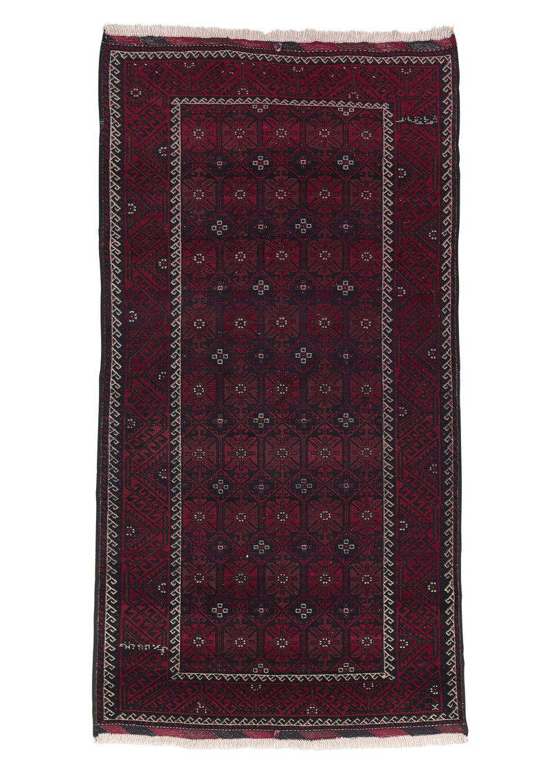 31898 Persian Rug Baloch Handmade Area Runner Tribal 4'1'' x 7'9'' -4x8- Red Geometric Design