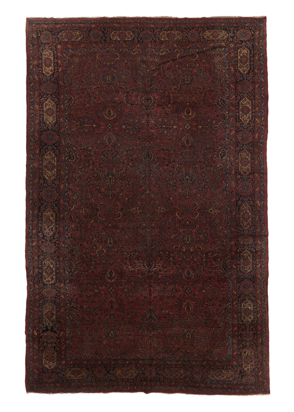 32324 Persian Rug Sarouk Handmade Area Antique Traditional 10'7'' x 16'6'' -11x17- Red Floral Design