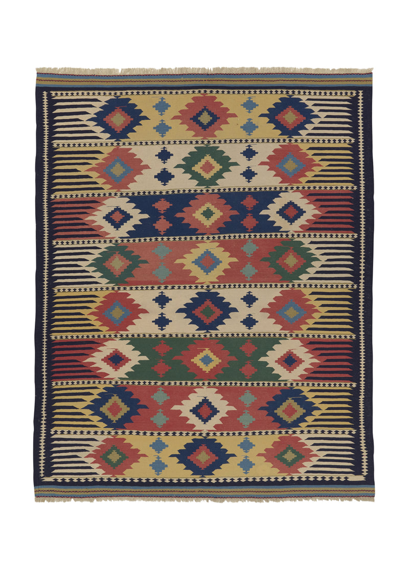 32585 Persian Rug Shiraz Handmade Area Tribal 6'2'' x 7'8'' -6x8- Multi-color Geometric Design
