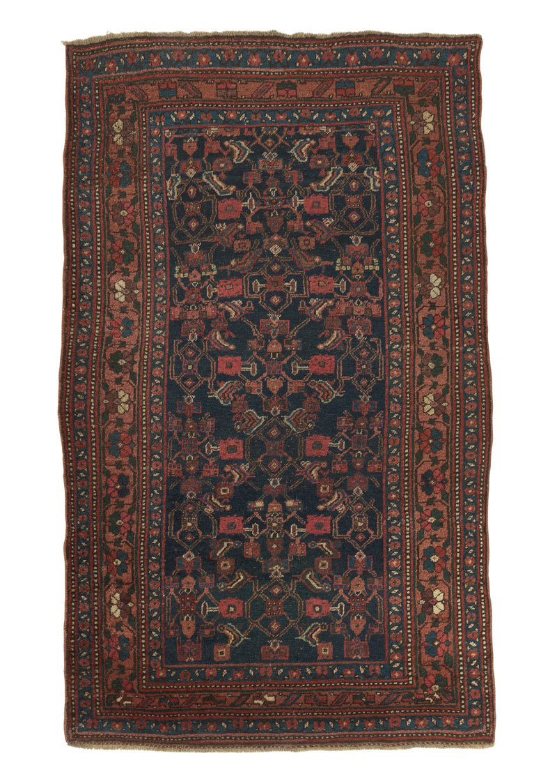 32824 Persian Rug Bijar Handmade Area Antique Traditional 4'6'' x 7'8'' -5x8- Orange Blue Geometric Design