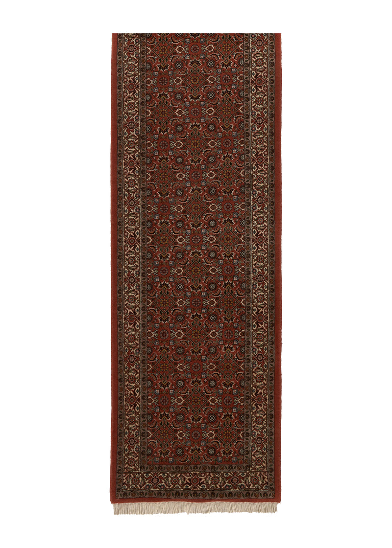 34726 Persian Rug Bijar Handmade Runner Traditional 2'3'' x 9'9'' -2x10- Red Herati Design