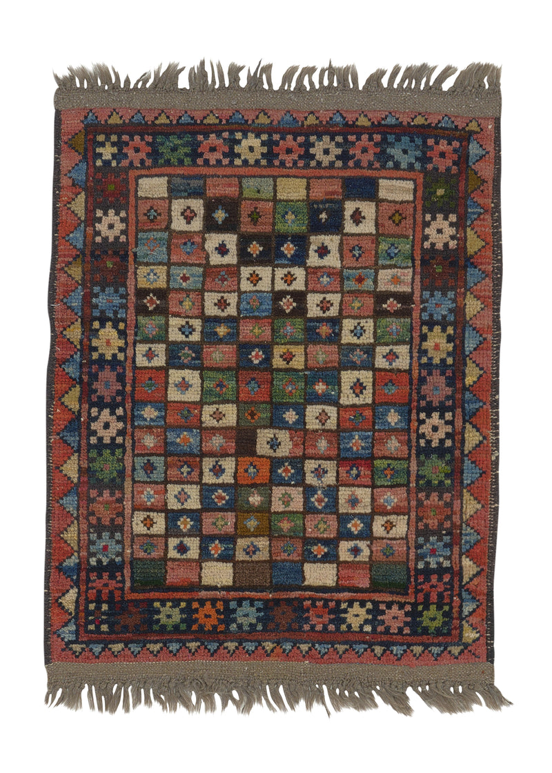 34866 Oriental Rug Pakistani Handmade Area Tribal 1'8'' x 2'0'' -2x2- Multi-color Geometric Checkered Design