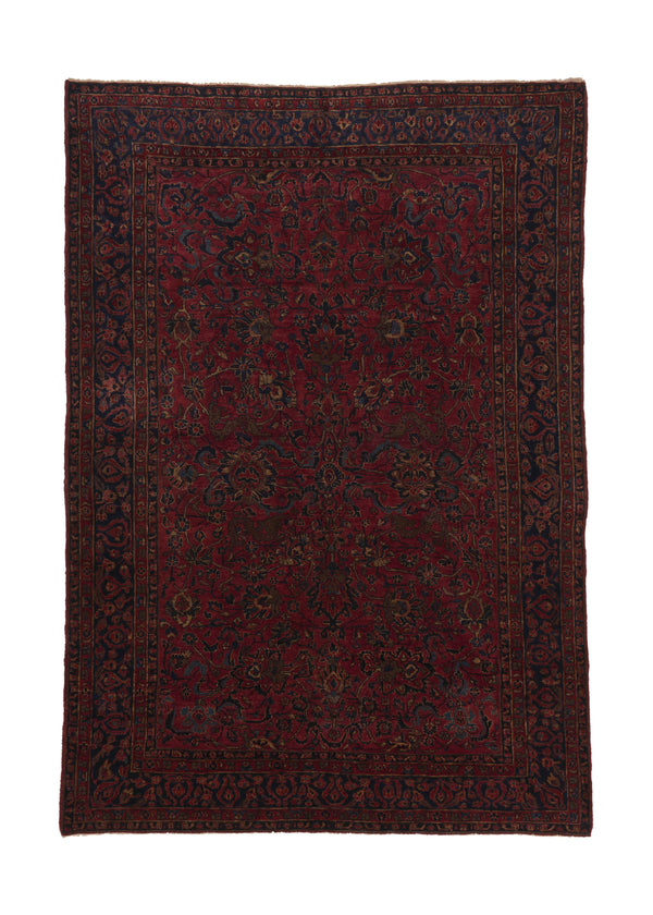 35692 Persian Rug Sarouk Handmade Area Antique Traditional 6'0'' x 8'8'' -6x9- Red Floral Design