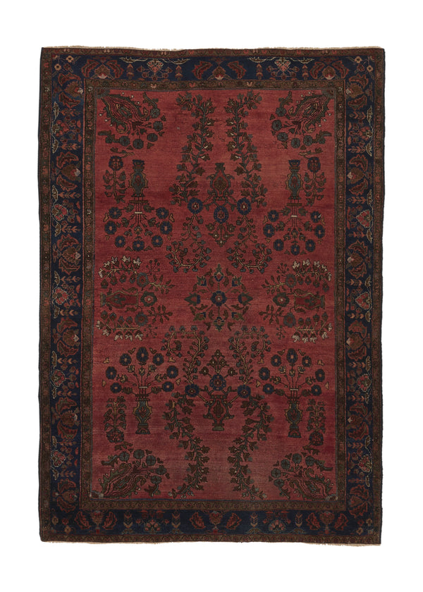 35693 Persian Rug Sarouk Handmade Area Antique Traditional 4'4'' x 6'4'' -4x6- Red Floral Design