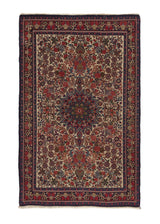 35941 Persian Rug Bijar Handmade Area Traditional 3'8'' x 5'7'' -4x6- Whites Beige Red Floral Design