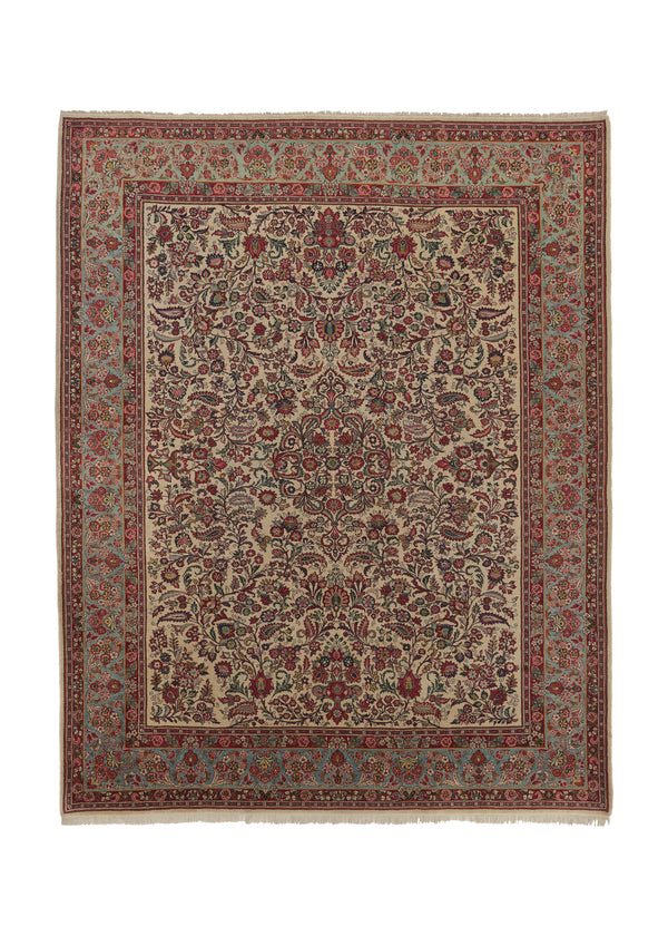 9804 Persian Rug Sarouk Handmade Area Traditional 10'2'' x 12'10'' -10x13- Whites Beige Red Floral Design