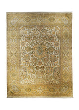 A10860 Oriental Rug Indian Handmade Area Transitional 8'0'' x 10'2'' -8x10- Yellow Gold Green Tea Washed Floral Design