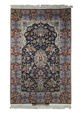 A13538 Persian Rug Isfahan Handmade Area Traditional 3'6'' x 5'5'' -4x5- Blue Red Tree of Life Design