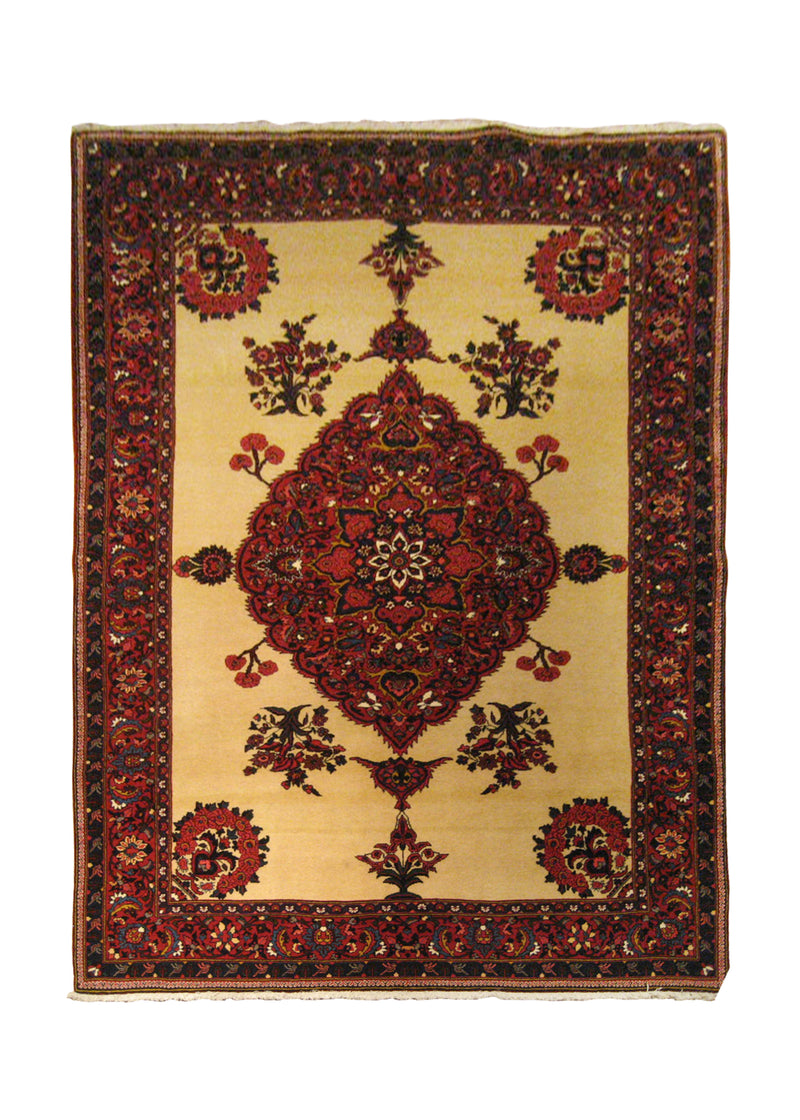 A14369 Persian Rug Bakhtiari Handmade Area Tribal 6'8'' x 10'3'' -7x10- Whites Beige Red Floral Design