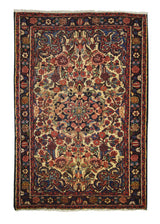 A16303 Persian Rug Bakhtiari Handmade Area Tribal 3'6'' x 4'10'' -4x5- Red Blue Floral Design