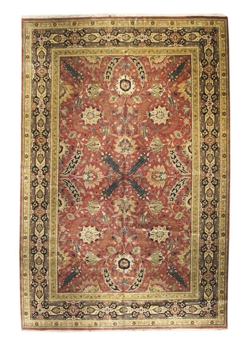 A17287 Oriental Rug Indian Handmade Area Transitional 12'2'' x 18'5'' -12x18- Red Yellow Gold Tea Washed Design