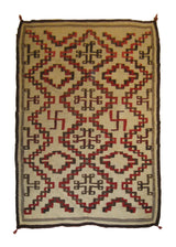 A19469 Native American Rug Navajo Handmade Area Tribal Antique 4'7'' x 7'2'' -5x7- Whites Beige Brown Geometric Design