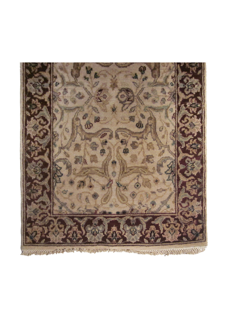 A19841 Oriental Rug Indian Handmade Runner Traditional 2'6'' x 12'2'' -3x12- Whites Beige Red Tea Washed Design