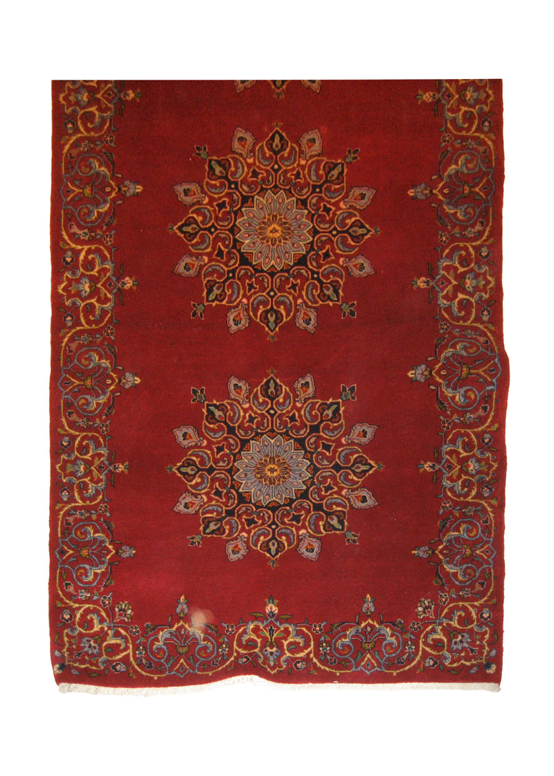 A20169 Persian Rug Kashan Handmade Runner Traditional 4'0'' x 16'4'' -4x16- Red Floral Design