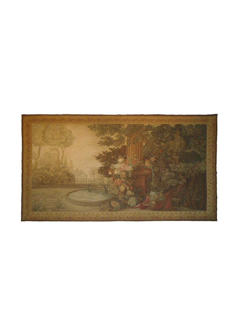 A21505 Oriental Rug Chinese Handmade Area Traditional 5'0'' x 8'3'' -5x8- Whites Beige Brown Green Tapestry Landscape Design
