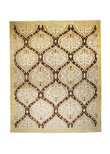 A22898 Oriental Rug Pakistani Handmade Area Transitional 7'9'' x 9'6'' -8x10- Brown Whites Beige Floral Design