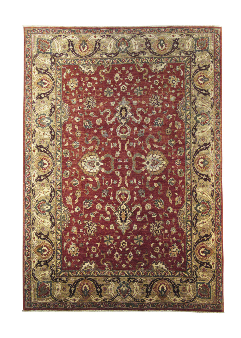 A28359 Oriental Rug Pakistani Handmade Area Transitional 5'7'' x 7'8'' -6x8- Red Yellow Gold Antique Washed Oushak Floral Design