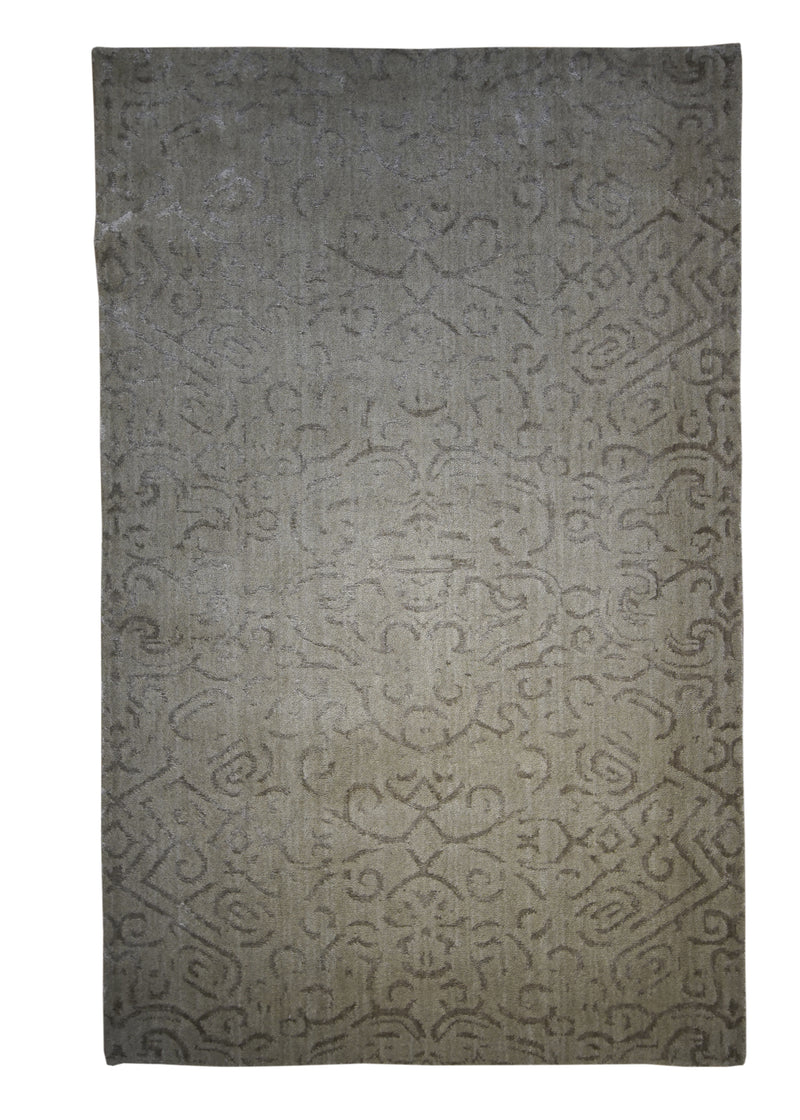 A28407 Oriental Rug Indian Handmade Area Modern Neutral 3'6'' x 5'5'' -4x5- Whites Beige Geometric Design