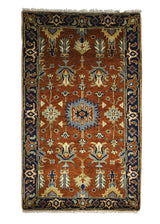 A28452 Oriental Rug Indian Handmade Area Transitional 3'0'' x 5'0'' -3x5- Brown Black Floral Design