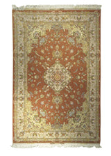 A28493 Persian Rug Tabriz Handmade Area Traditional 6'7'' x 9'11'' -7x10- Pink Whites Beige Floral Design