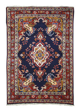 A28534 Persian Rug Hamadan Handmade Area Tribal 3'3'' x 5'0'' -3x5- Blue Red Floral Design