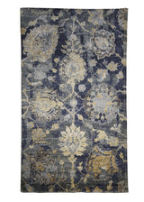 A28601 Oriental Rug Indian Handmade Area Modern 3'0'' x 5'1'' -3x5- Blue Whites Beige Floral Oushak Abstract Design