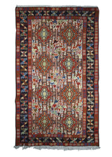A28644 Persian Rug Azerbaijan Handmade Area Tribal 3'10'' x 6'6'' -4x7- Whites Beige Blue Red Geometric Animals Design