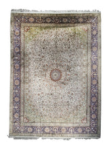 A29454 Oriental Rug Indian Handmade Area Traditional 9'2'' x 12'7'' -9x13- Whites Beige Blue Green Floral Design
