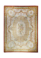 A29464 Oriental Rug Chinese Handmade Area Traditional 9'0'' x 12'3'' -9x12- Whites Beige Yellow Gold Savonnerie Floral Design