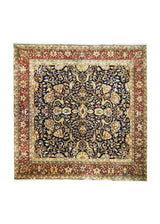 A29621 Oriental Rug Indian Handmade Square Transitional 8'0'' x 8'0'' -8x8- Blue Yellow Gold Tea Washed Floral Design