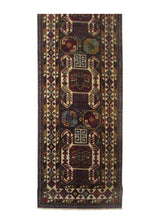 A30213 Oriental Rug Pakistani Handmade Runner Transitional Tribal 3'0'' x 9'10'' -3x10- Brown Whites Beige Red Kazak Geometric Design